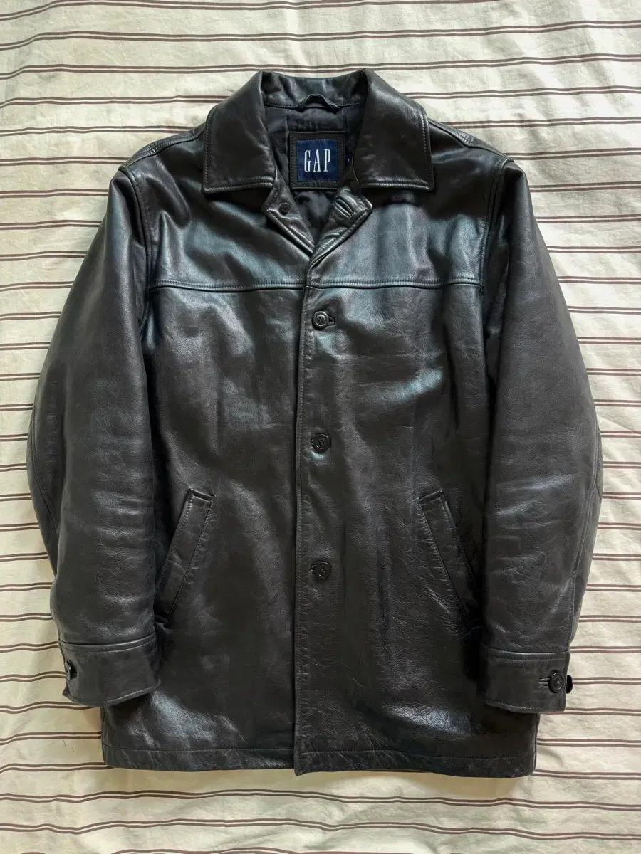 105] Old Gap Leather Car Coat Black (Marked XL) | Bunjang Global